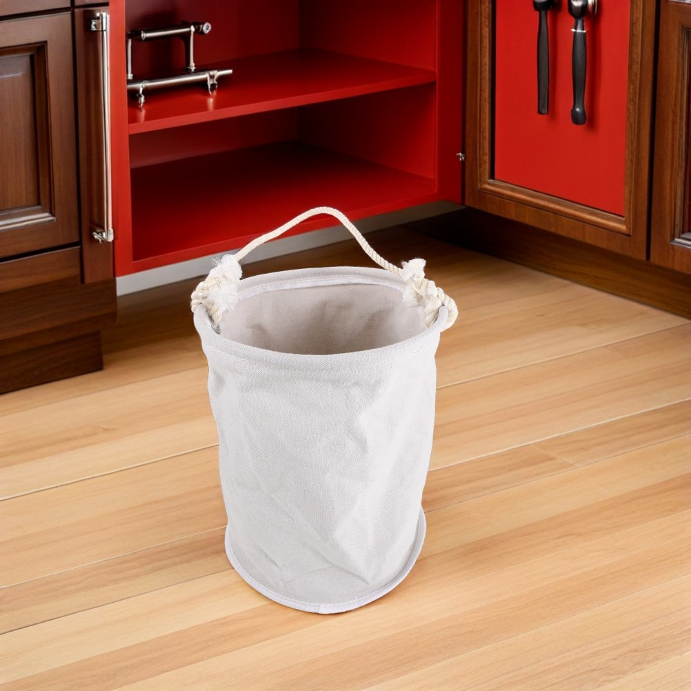 White Canvas Cylinder Tool Bucket Bag Durable Multipurpose Tool Organizer