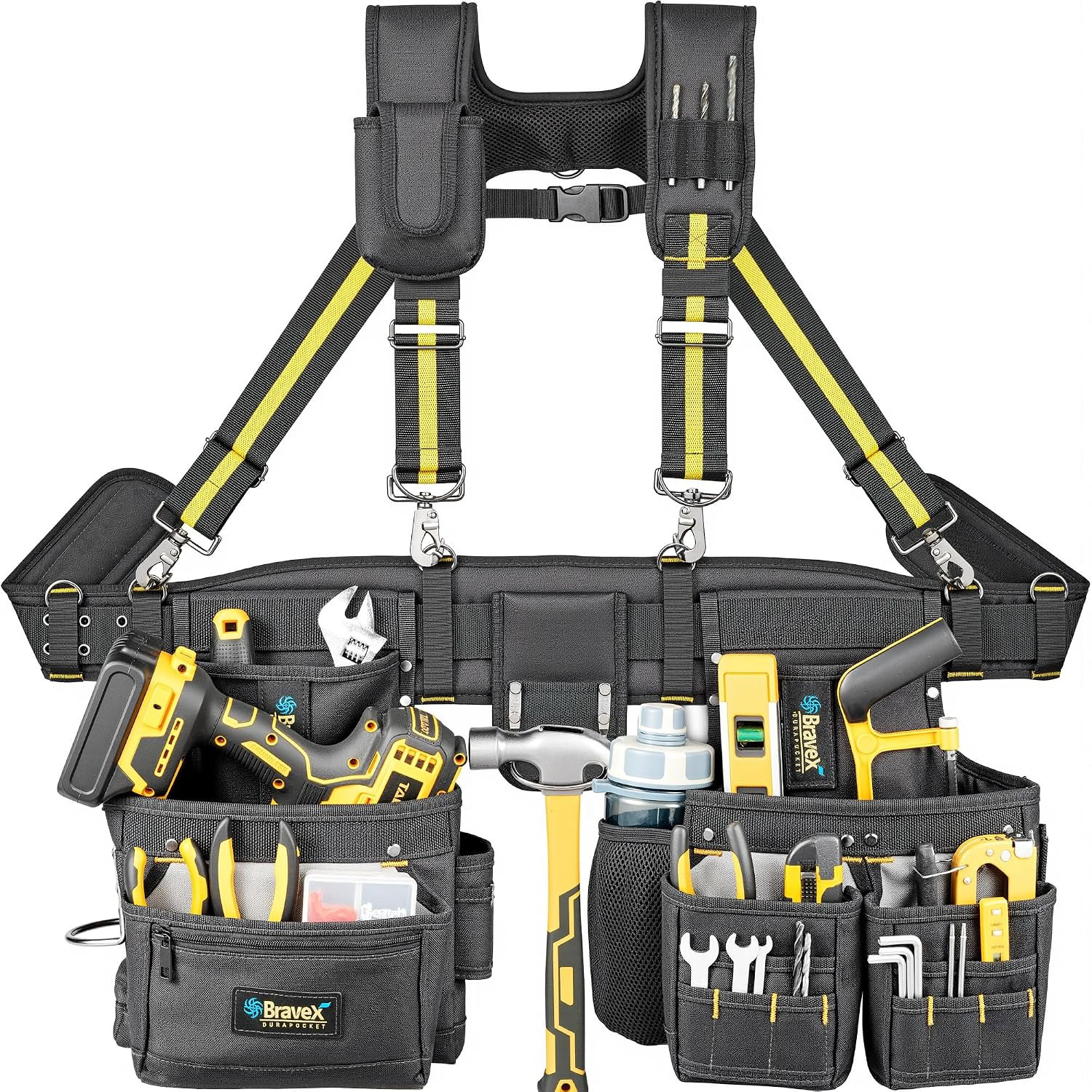 Heavy Duty Tool Belt Suspenders with 20 Pockets for Professionals