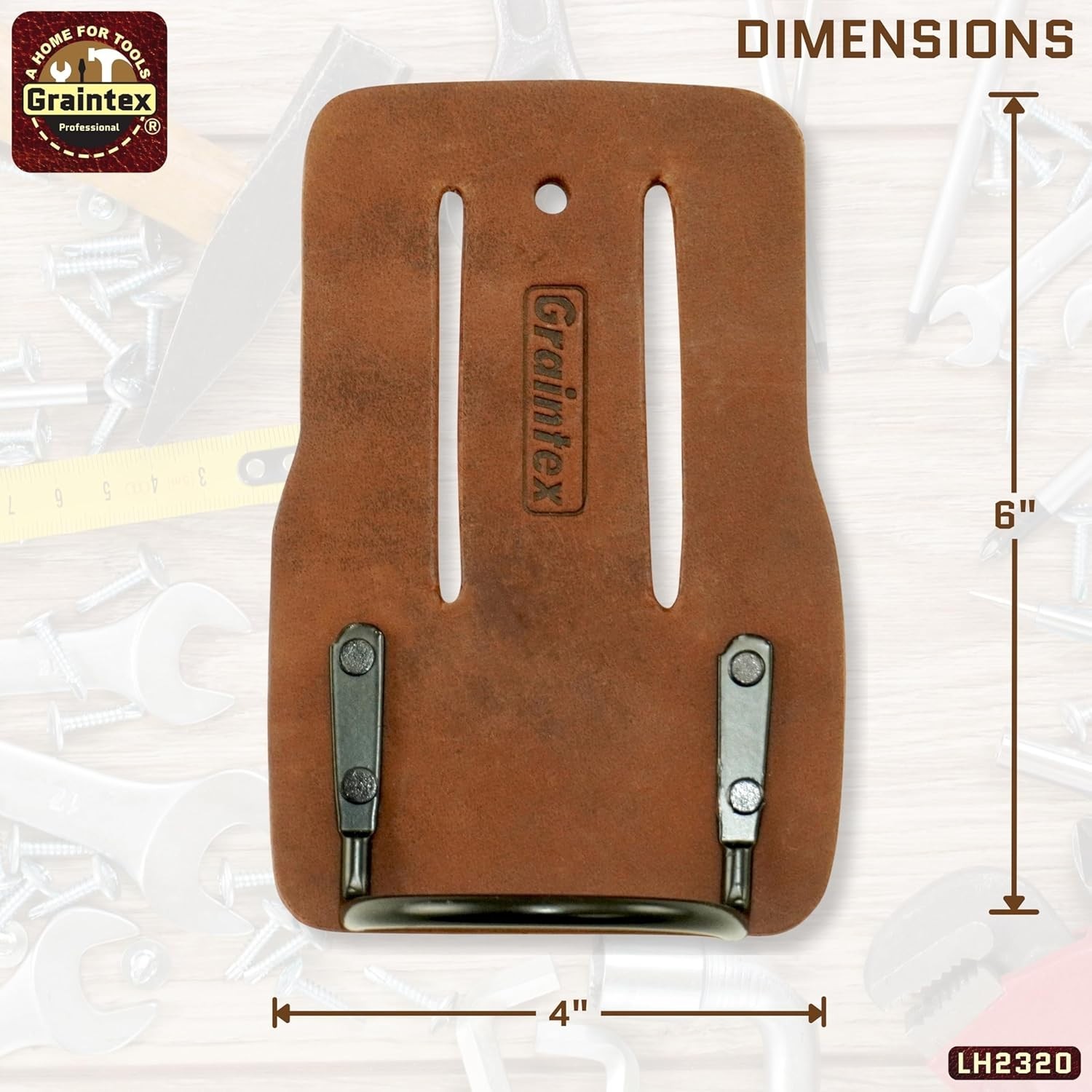 Graintex LH2320 Leather Hammer Holder Tan Fits up to 3in Belt Tool Loop