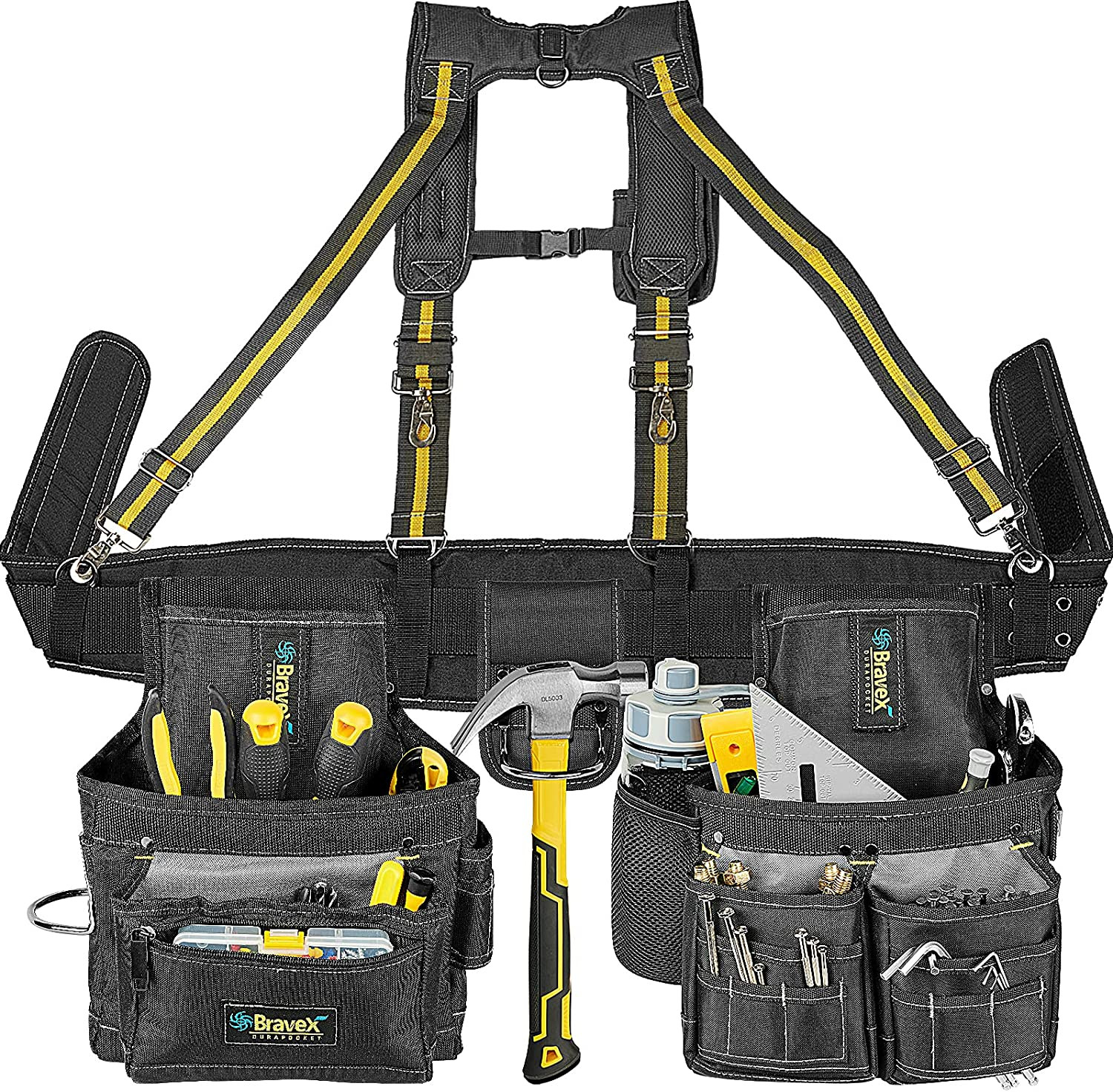 Tool Belt Suspenders Padded Carpenter Work Pocket Organizer Strap Pouch Holder