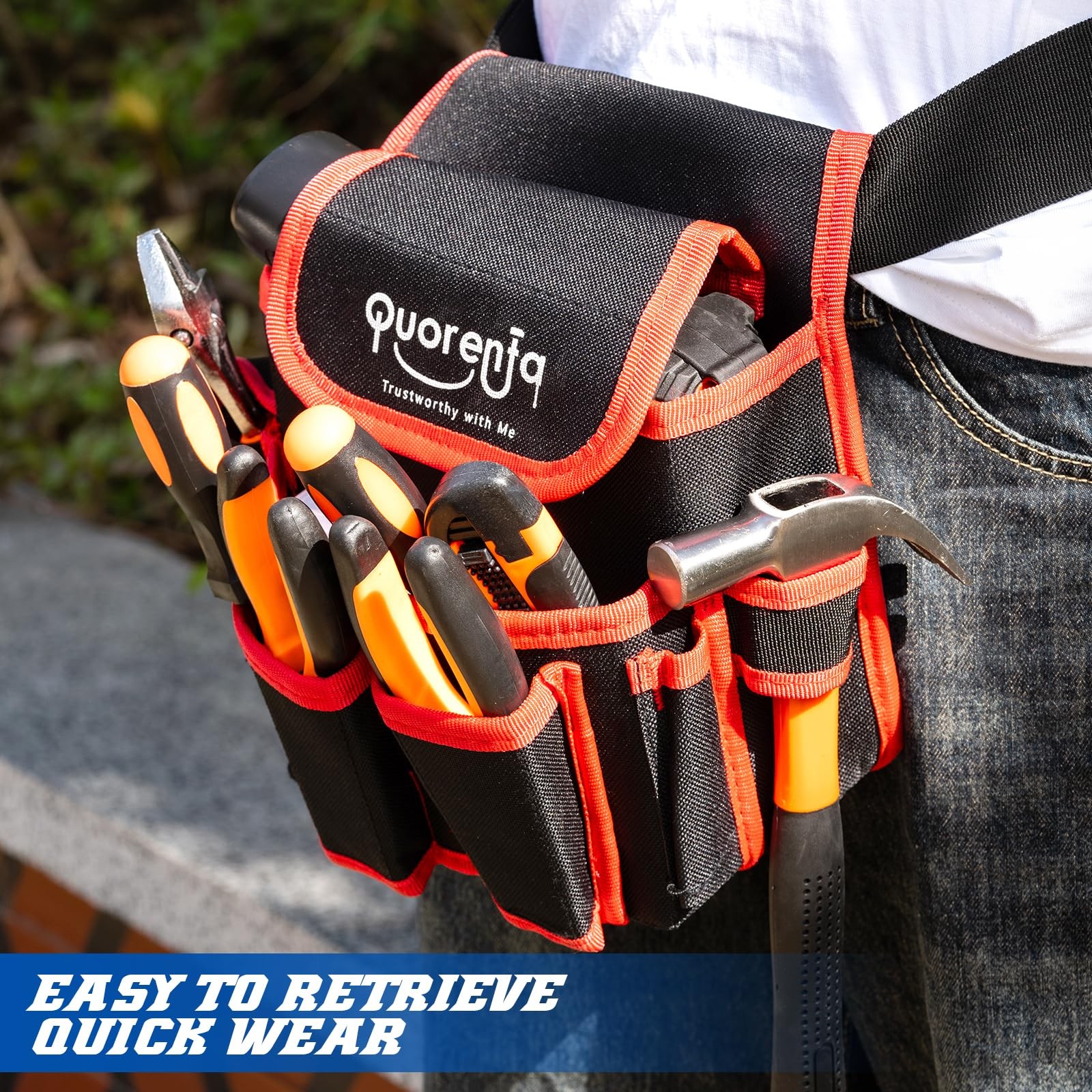 Blue Extra Large Mens Tool Belt Electrician Pouch 8 Pockets Fits 3152 Inch