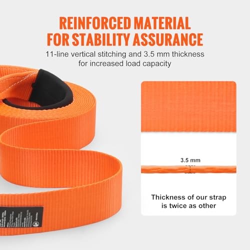 Polyester Heavy Duty Tow Strap Recovery Kit 3″ x 30 ft (MBS-36,000 lbs) Winch
