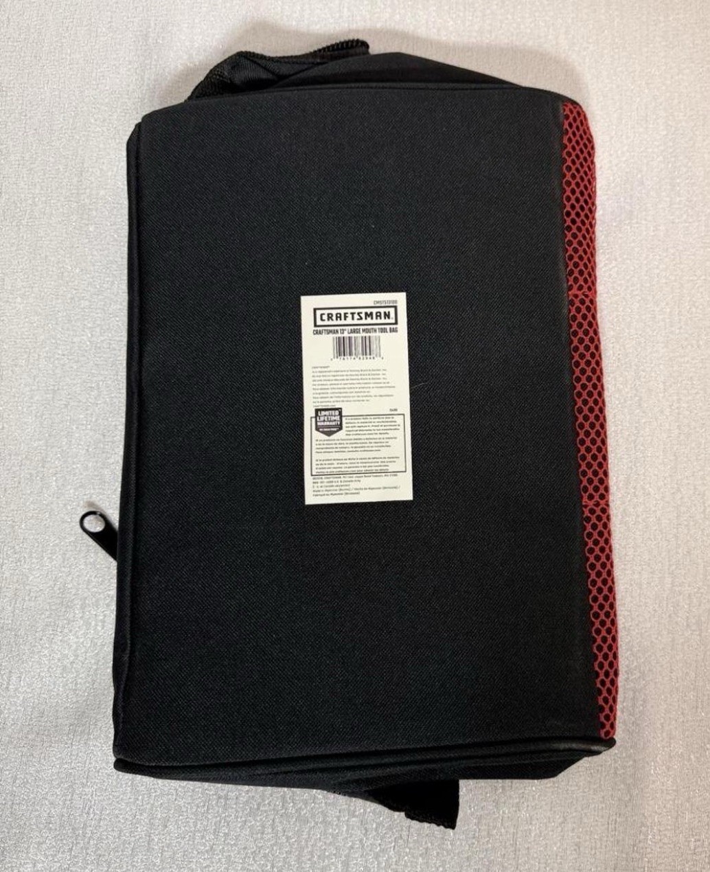 Craftsman 13″ Large Mouth Tool Bag – Black/Red