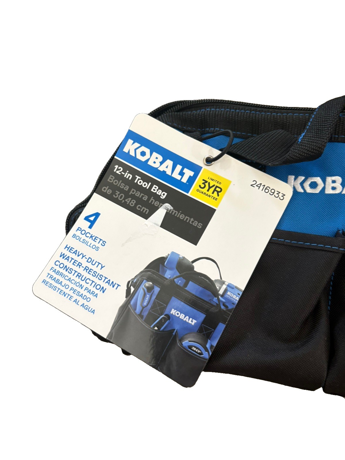 12″ Kobalt Black/blue Polyester 12-in W x 7-in D x 9-in L Tool bag – tool bag