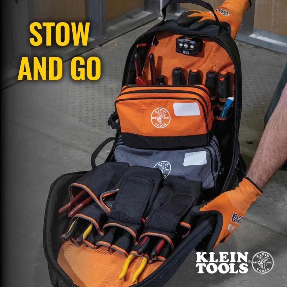 Tool Pouch with Dual Compartments Heavy Duty Polyester Organizer Bag 12 Inch