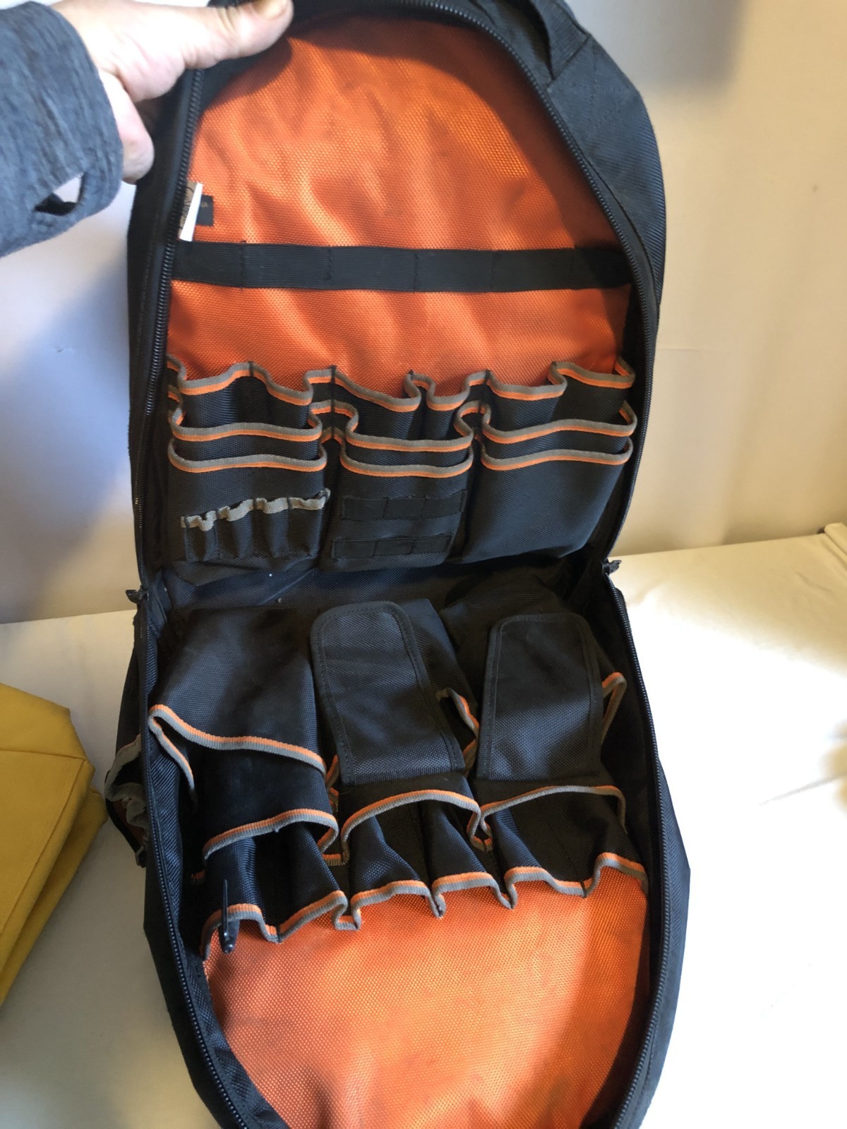 Klein Tools Tradesman Pro Backpack 39 Pocket PLUS yellow nylon carrier