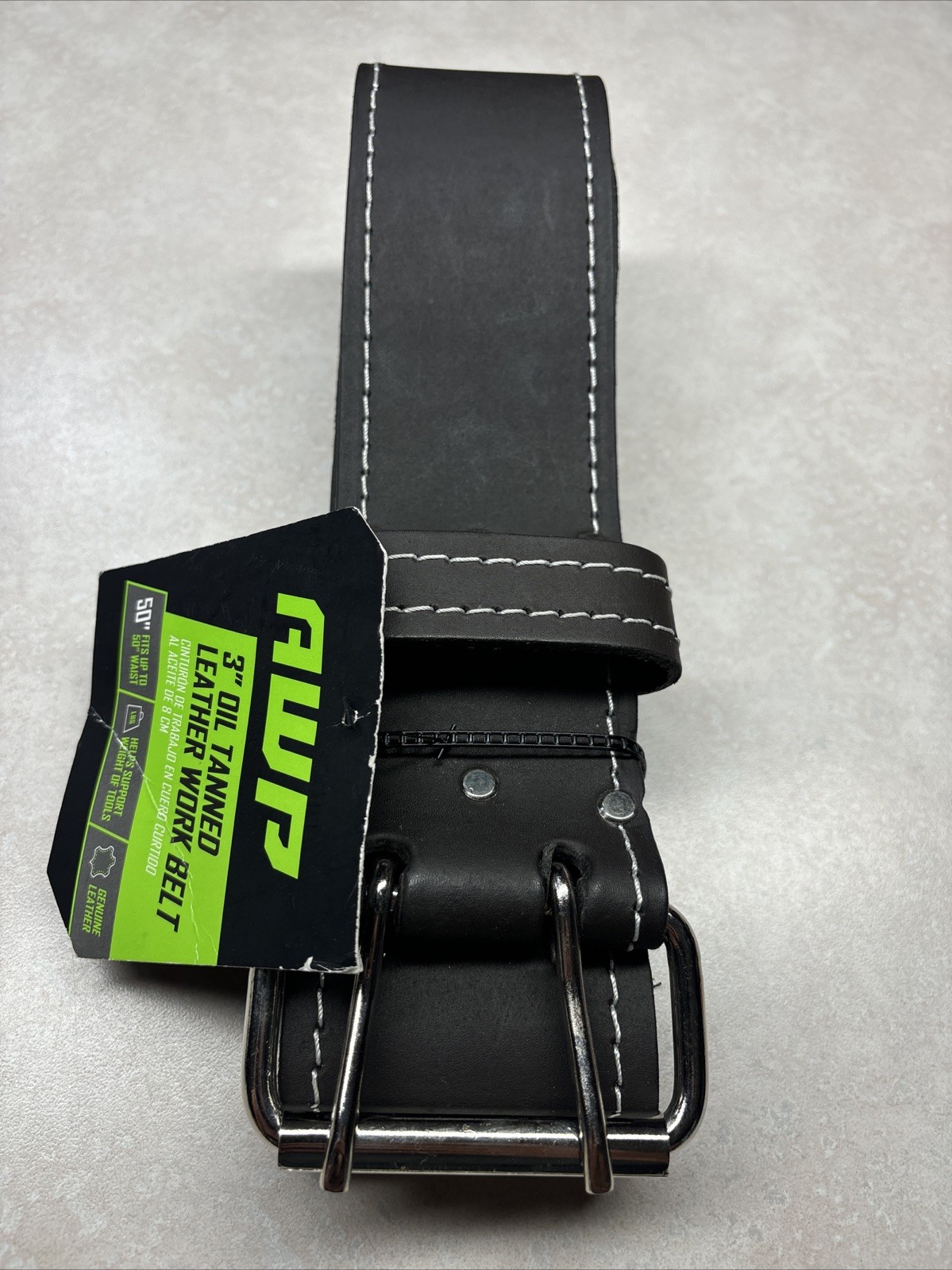 AWP 3” Oil Tanned Leather Work Belt 50” New With Tag