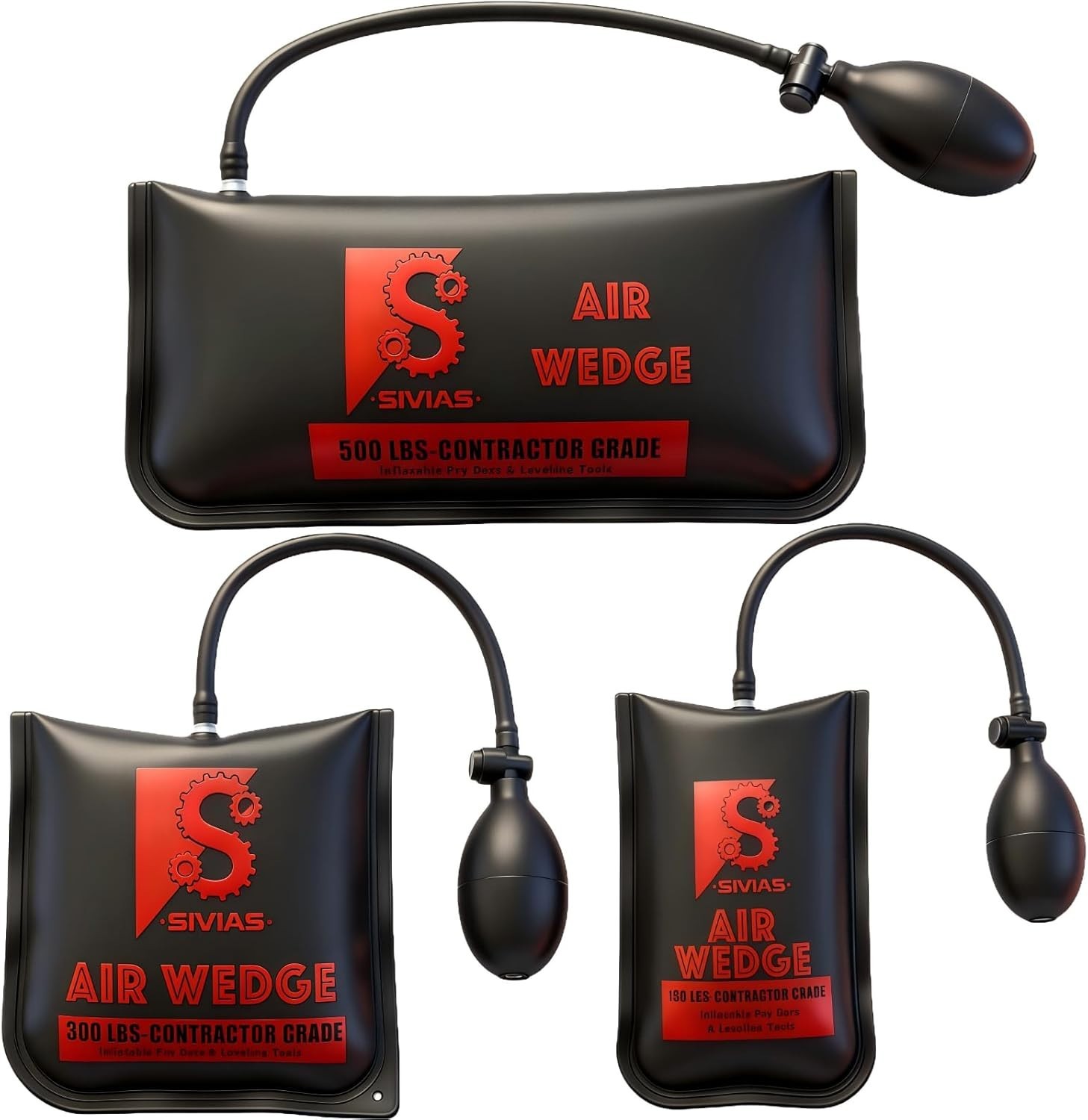 3 Sizes Inflatable Air Wedge Shim Bag Kit 500LB Professional Leveling Pump Tool