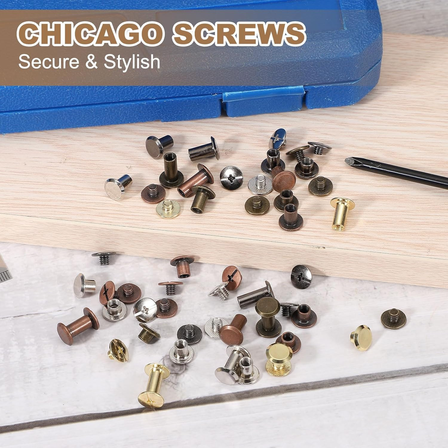 Chicago Screws, Leather Rivets for Belt Bag M5 X 5 Mm & 80 Pack & Black