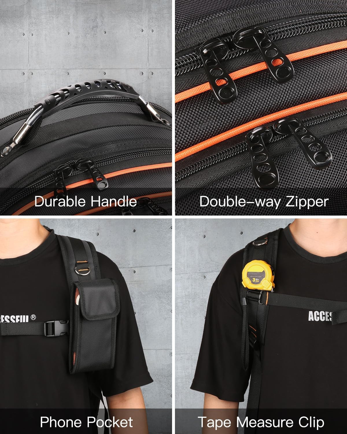 Heavy Duty Tool Backpack with Organizer & Laptop Compartment for Professionals