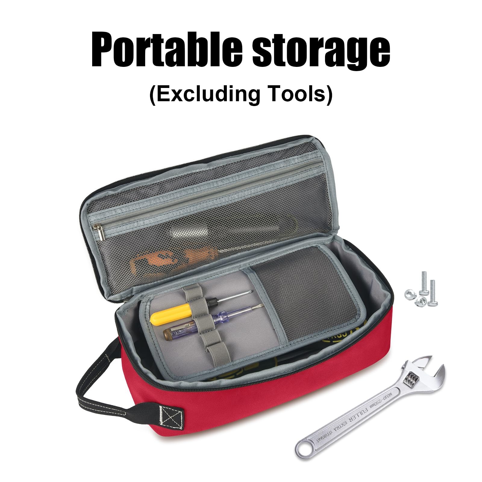 1 PCS 12.6 Inch Small Tool Bag Pouch Multiple Pockets Waterproof Zipper Red