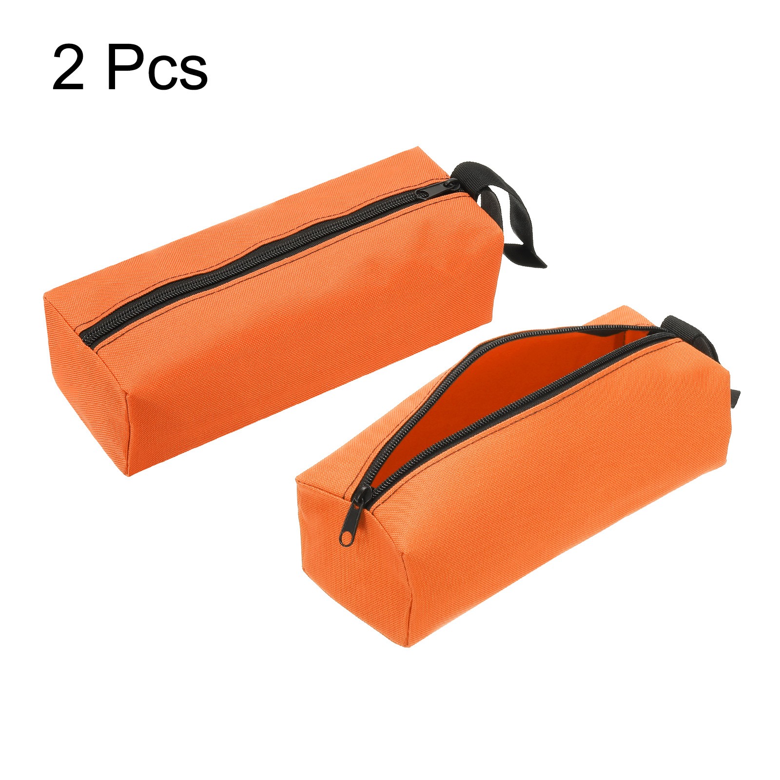 2pcs Zipper Utility Tool Bag 9.8×3.3×2.8 Inch Multi-purpose Tote Bag Orange