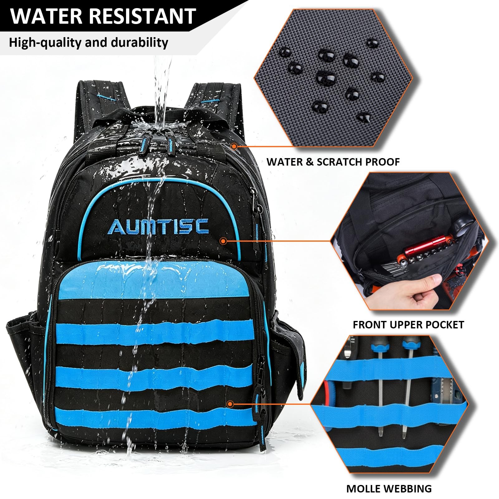 Tool Bag Backpack for Men, Large Heavy Duty Tool Bags with 49 Pockets Waterpr…