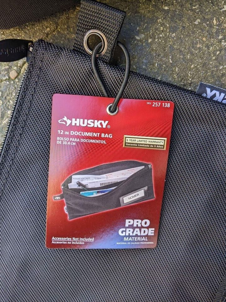 NEW HUSKY TOOLS NYLON BAG 12″ 257-759 POUCH DOCUMENT BAGs HANGALLS 18″ 36″