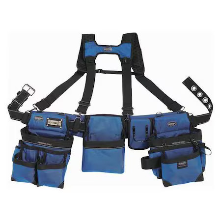 Tool Belt, Framers Rig,3 Bag, Blue, Blue, 1680 Heavy Duty Poly Fabric, 29