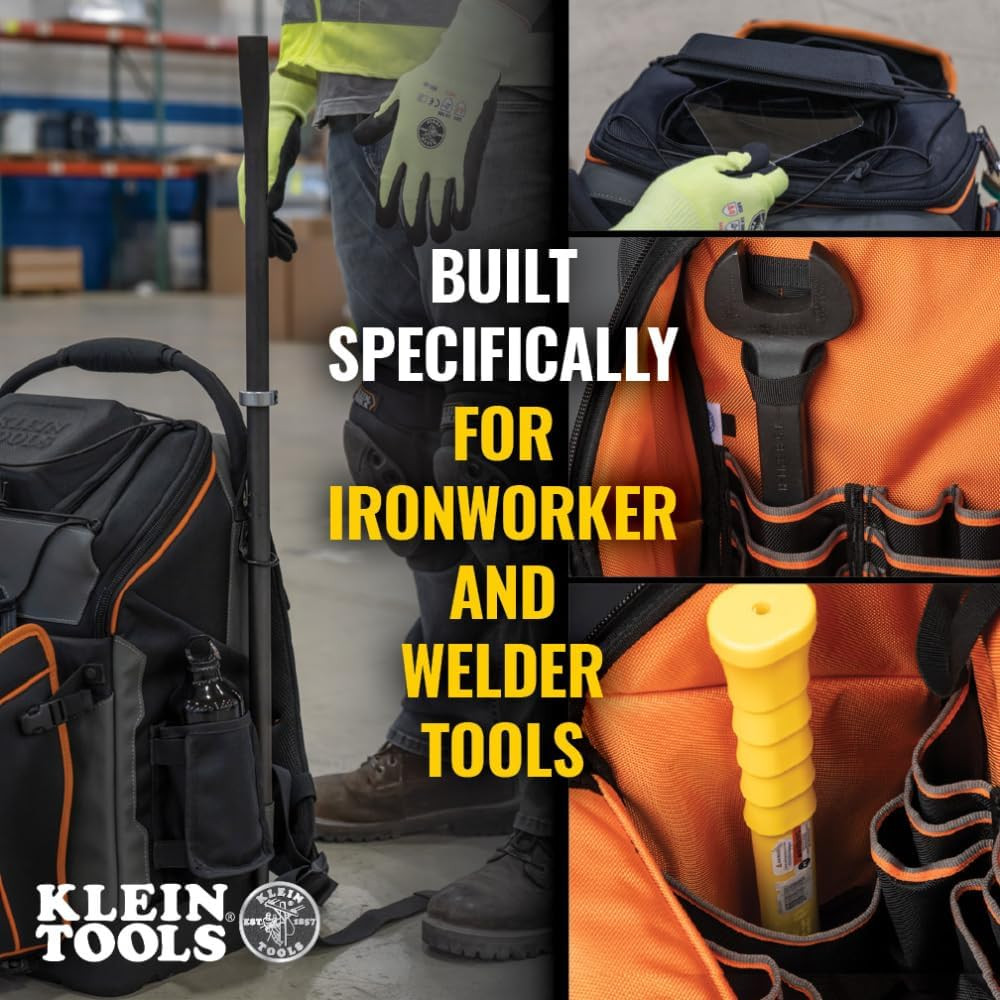 55665 Ironworker and Welder Backpack, Fire Resistant Exterior, 27 Pockets, Hold