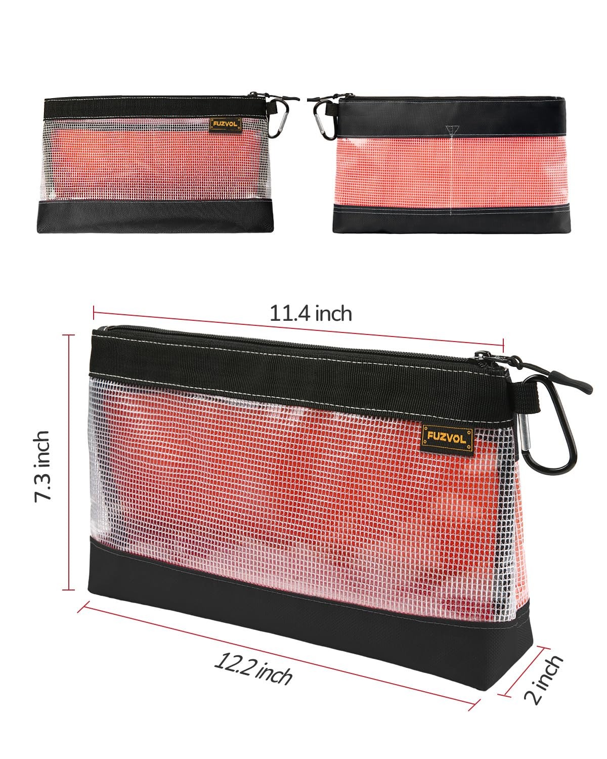 3 Pack 12-Inch Clear Tool Pouch Heavy Duty Small Tool Bag for Organizers