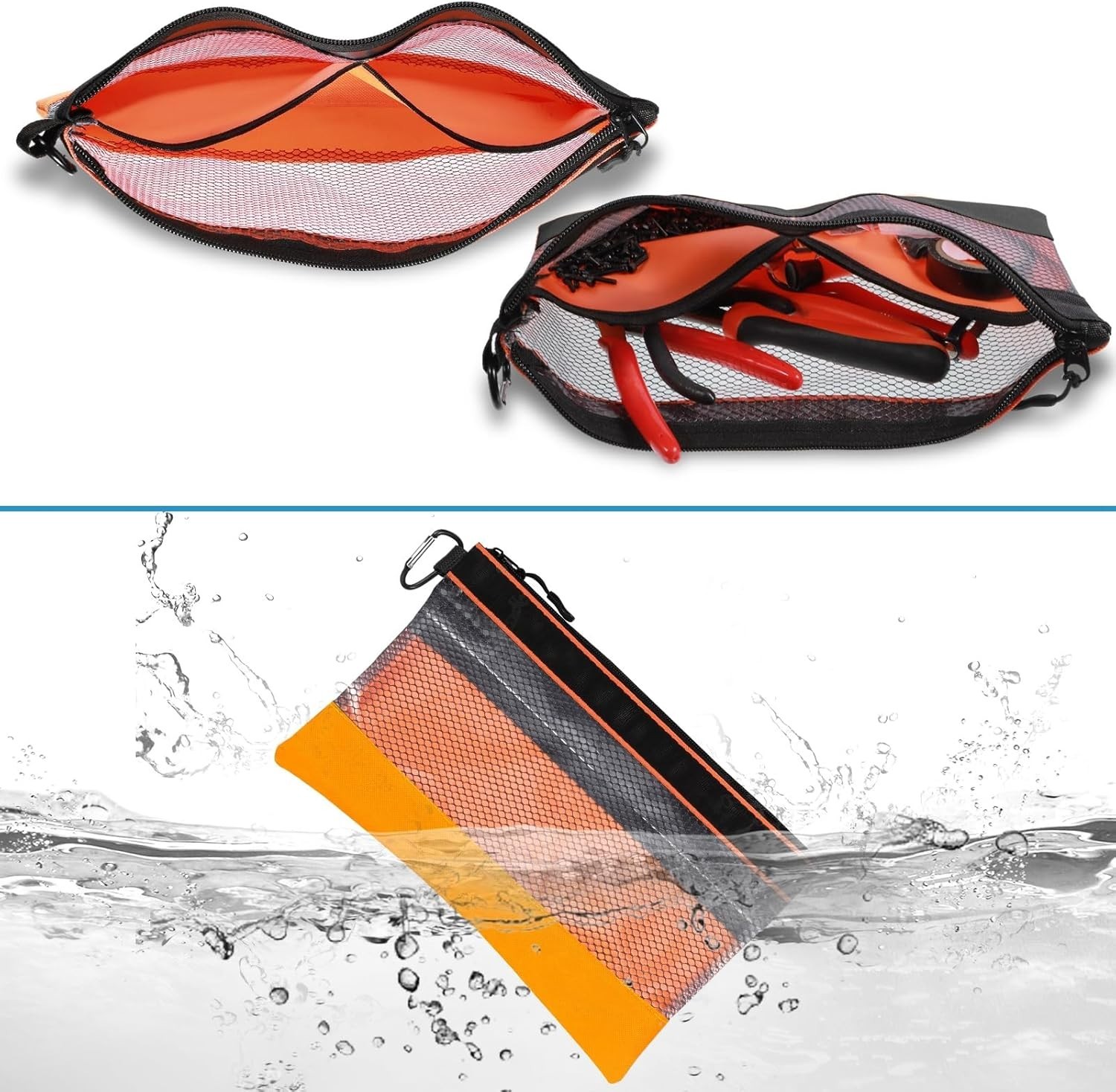 BESARME 3 Pcs 11.8″ Clear Tool Pouches with Zipper Heavy-Duty Small Tool Bag