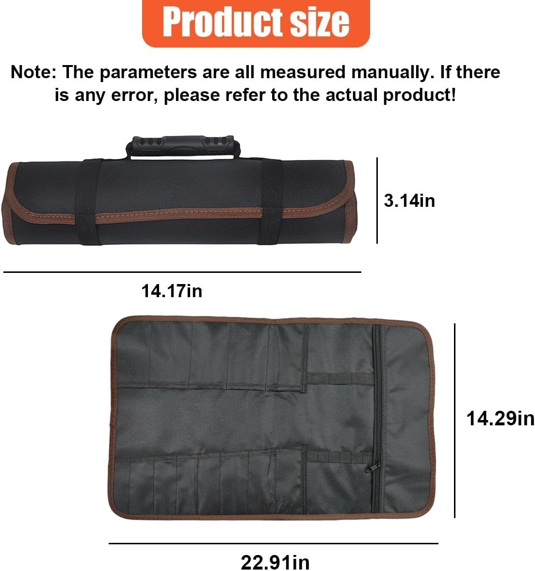 Compact Roll-Up Tool Organizer – 23 Pockets with Heavy-Duty Oxford Fabric