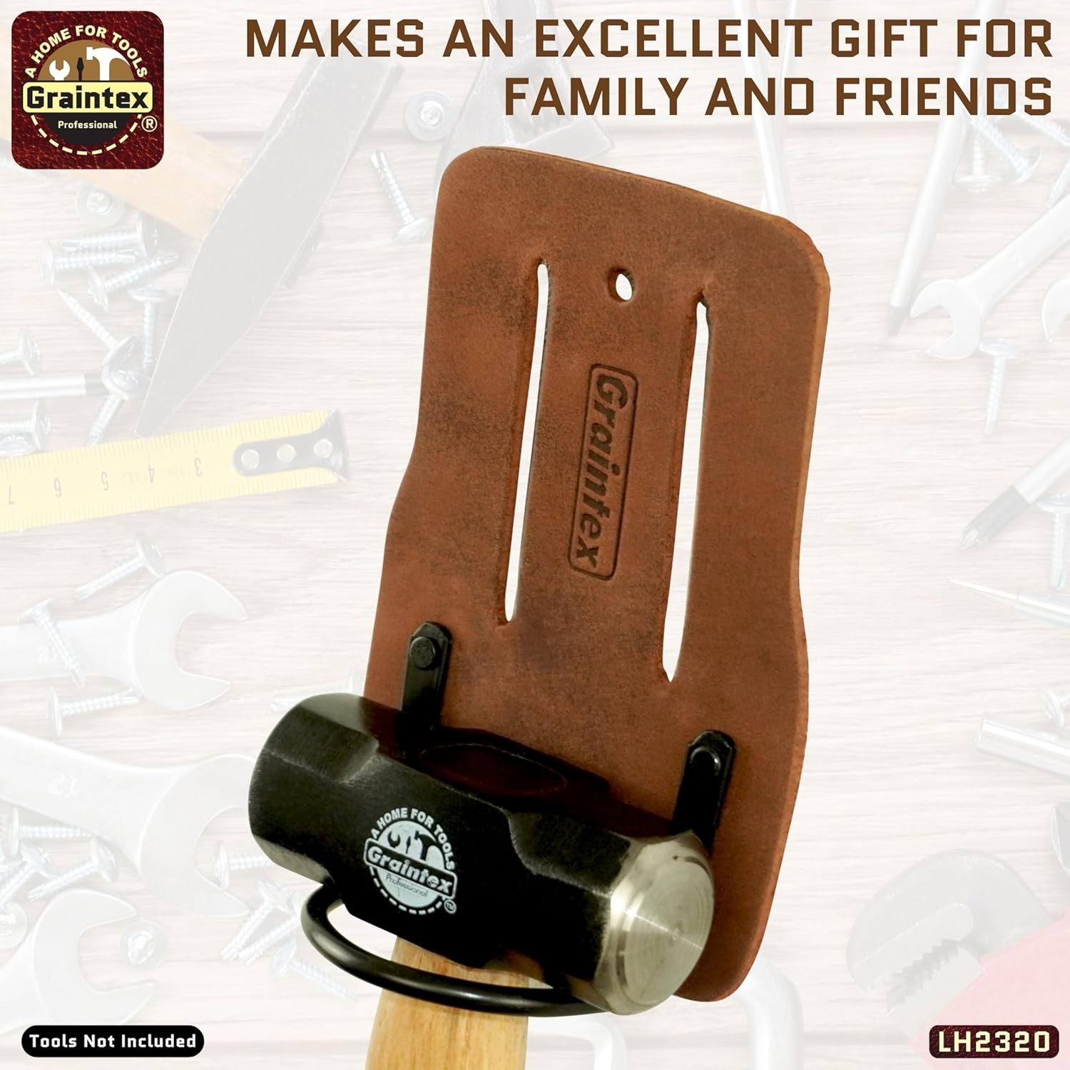 Graintex LH2320 Leather Hammer Holder Tan Fits up to 3in Belt Tool Loop