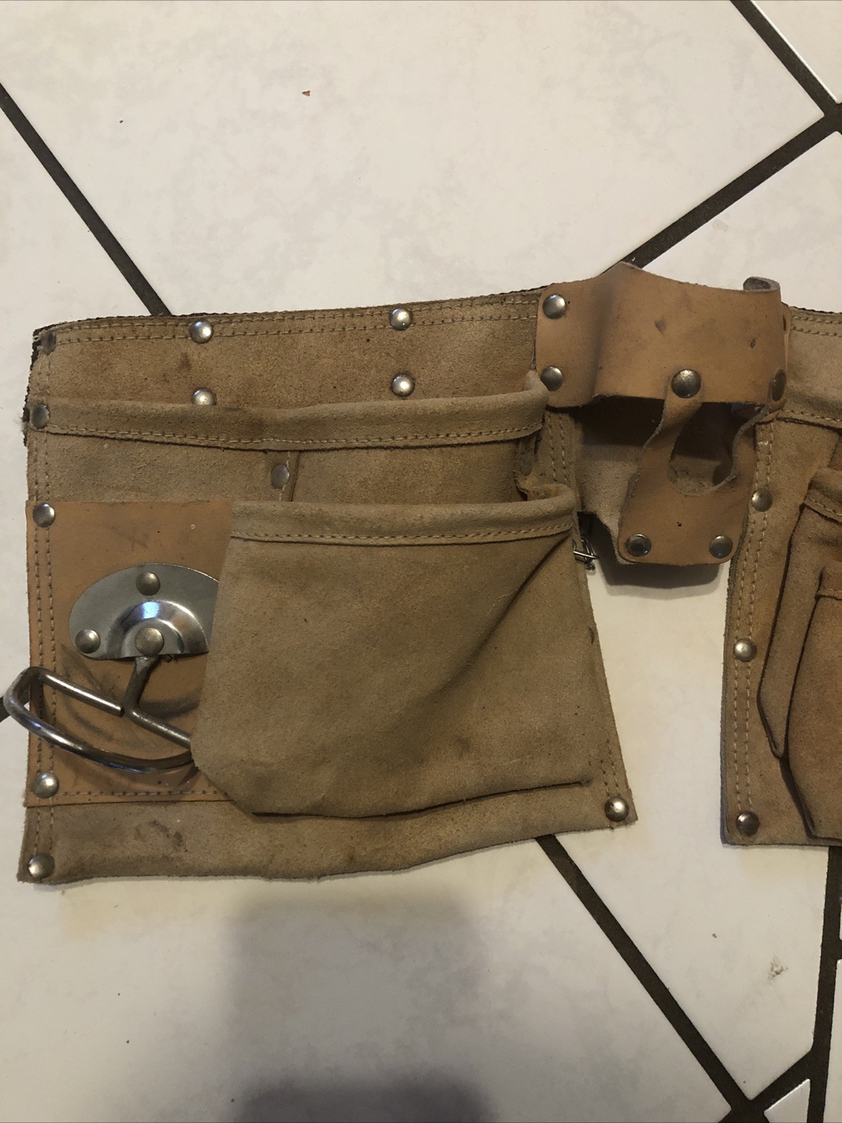 Leather Carpenter Tool Belt Unbranded Heavy Duty USA Made 7 Pockets Adjustable