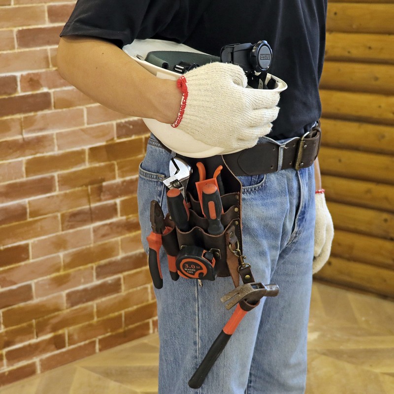 Tourbon Tool Pouch Leather Heavy Duty Adjustable Belt For Electricians Craftsmen