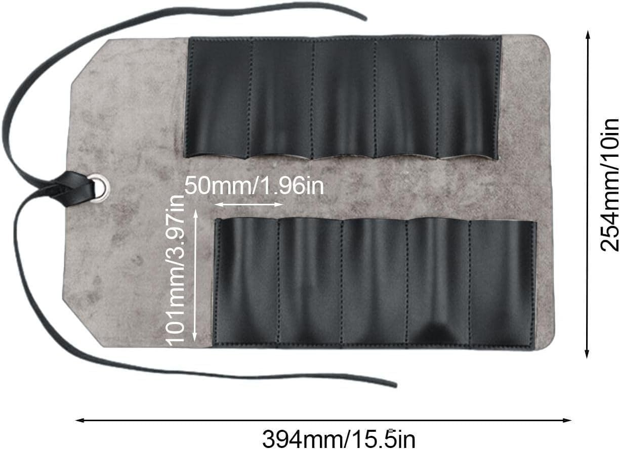 Handcrafted Leather Tool Roll Pouch with 10 Slots for Craftsmen & Professionals