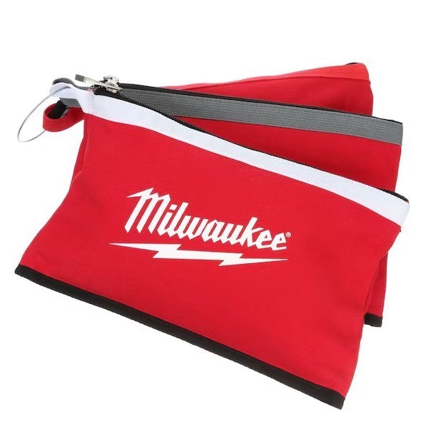 NEW Milwaukee Tool Zipper Bag 12 Inch Pouch Storage 3 Pack Red Tote Bag Durable