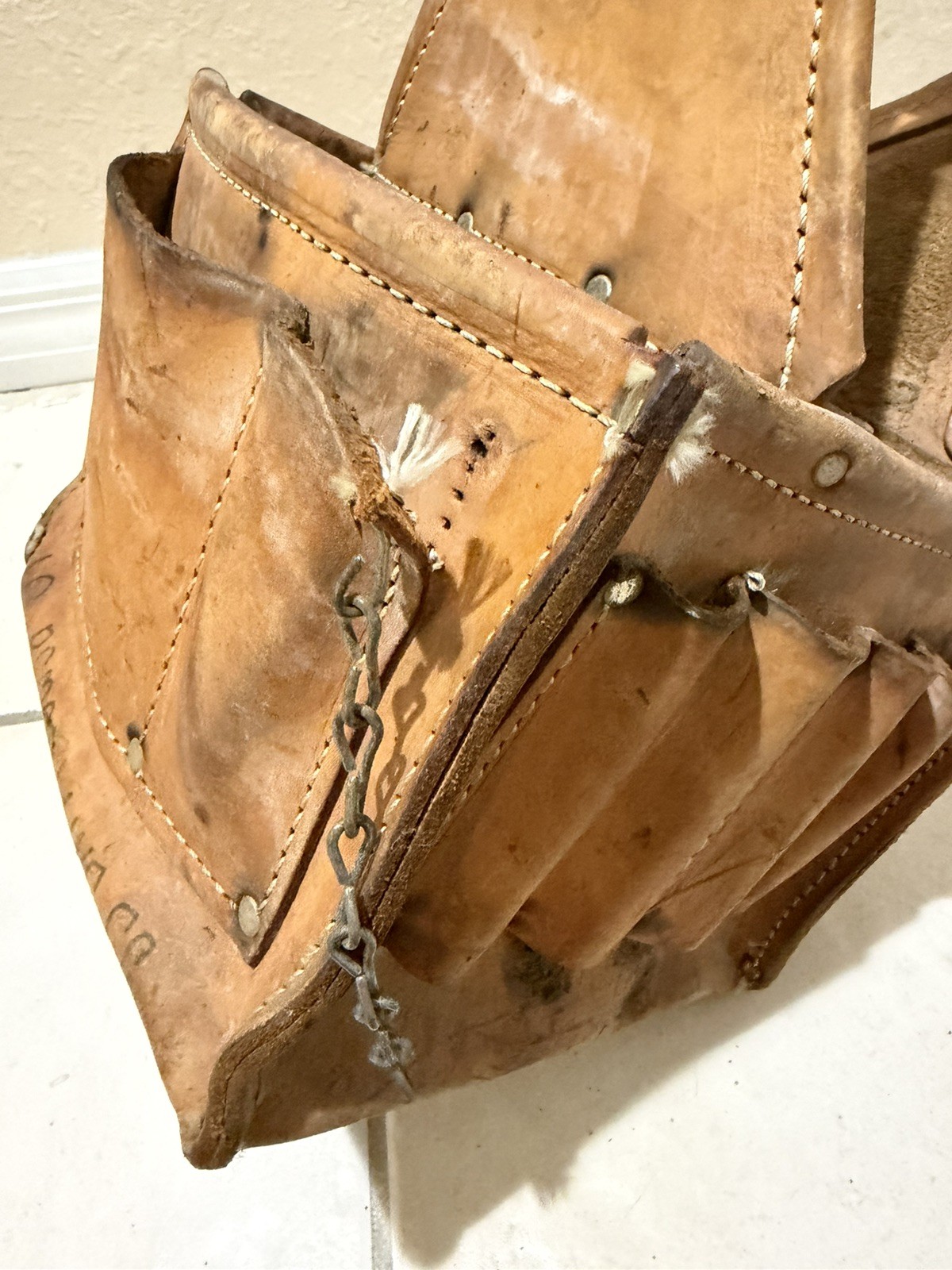 LEATHER TOOL BAG service repairman Pouch CADDY electrician ideal tote vintage