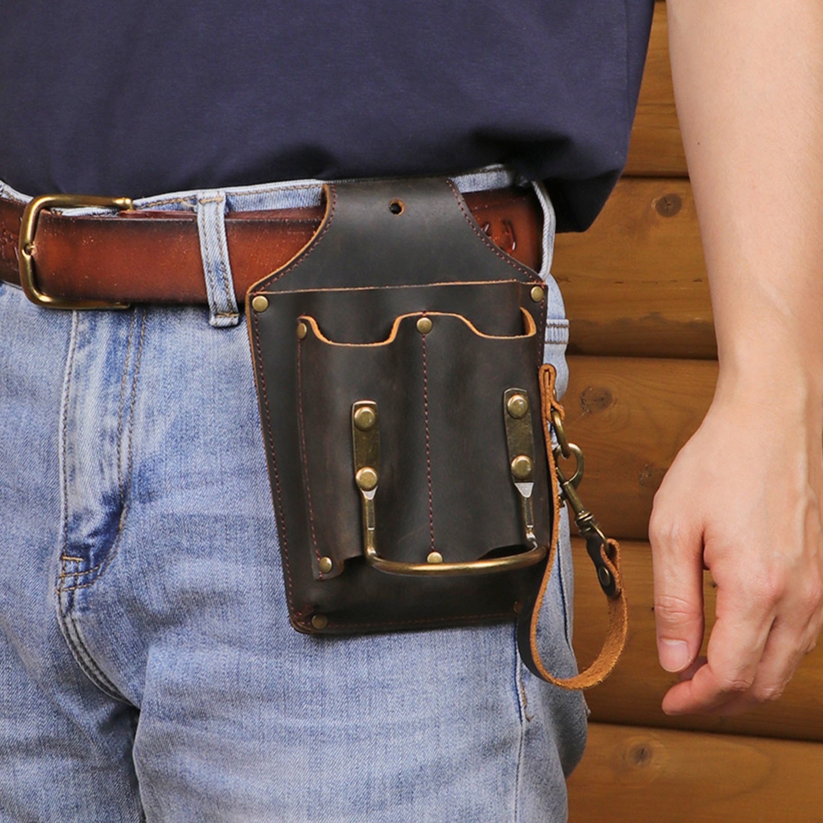 Tourbon Electrician Carpenters Tool Holder Tape Thong Pouch 5 in 1 Belt Holster