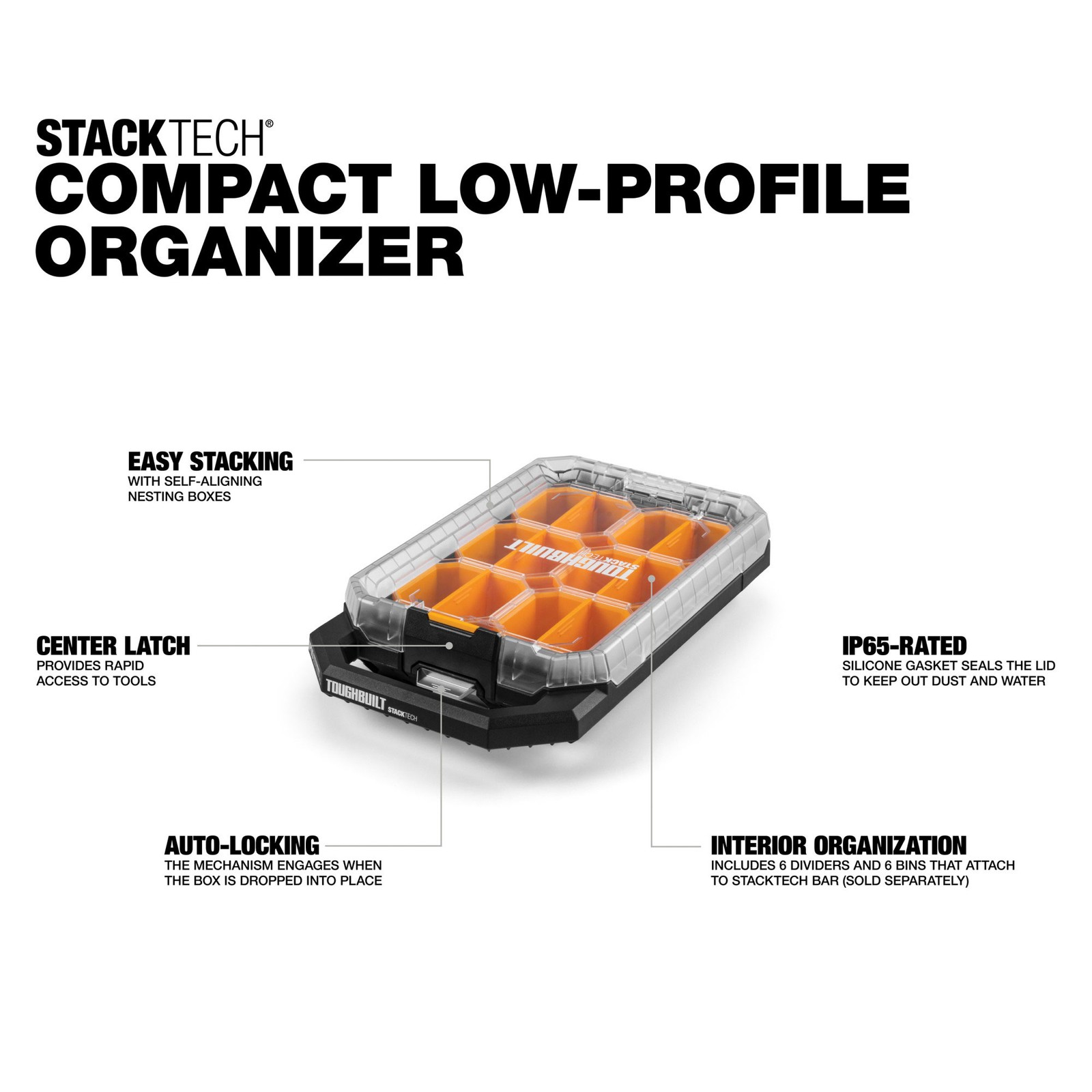 ToughBuilt StackTech Compact Low-Profile Organizer with Auto-Locking Interface
