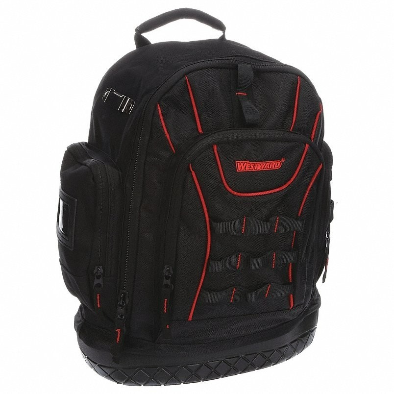 Westward 32PJ49 Heavy Duty Tool Backpack Bag 19 Inside Pockets Polyester