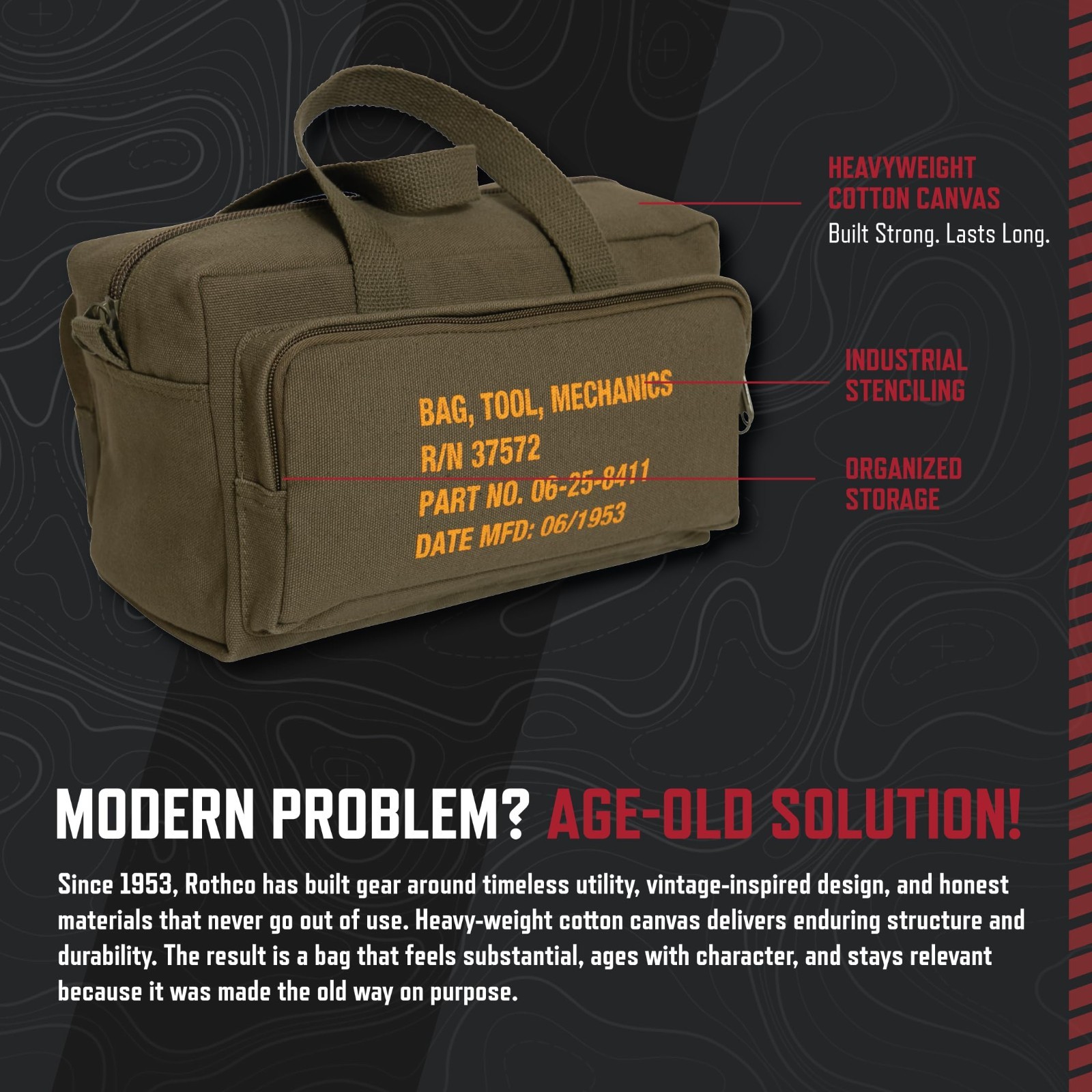 Heavy-Duty Canvas Tool Bag, Portable Organizer with Zipper Pockets, Compact Stor