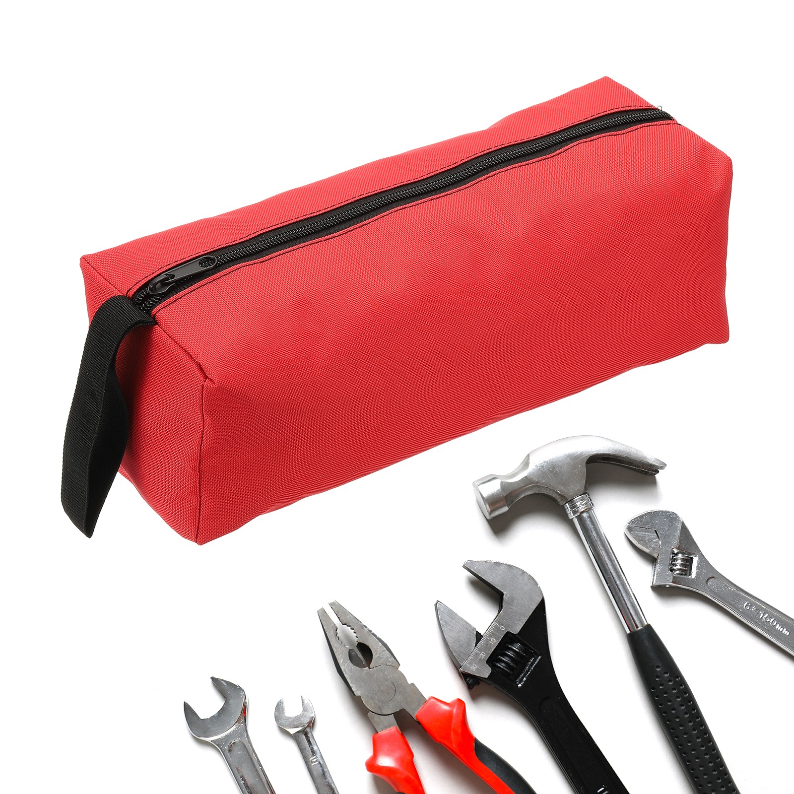 Zipper Utility Tool Bag 11.8x4x4 Inch Multi-purpose Tote Bag Red