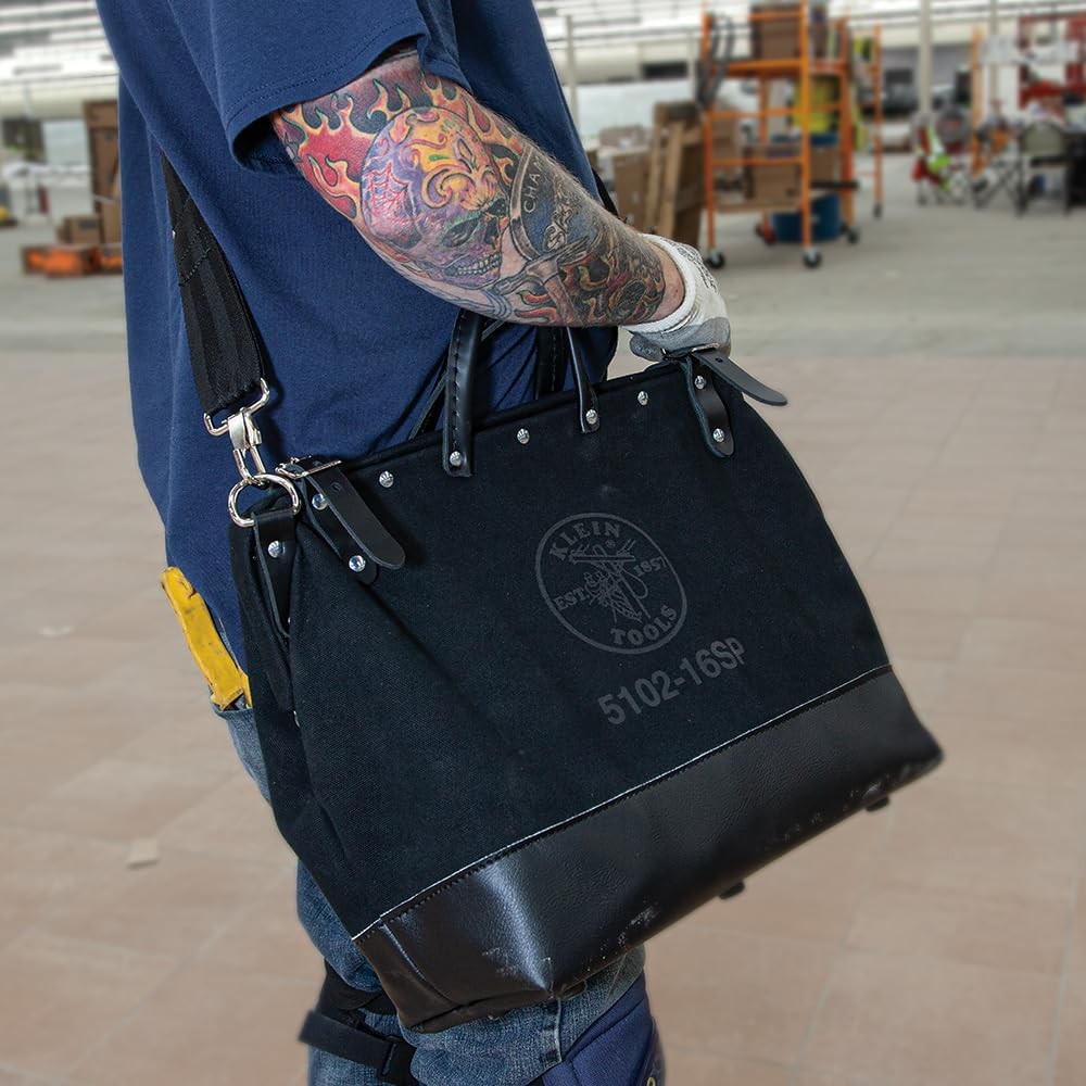Klein Tools 18 Inch Black Portable Tool Box Heavy Duty Canvas Tote Bag