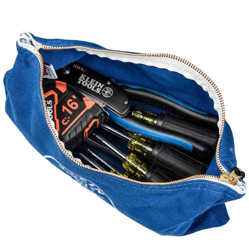 Klein Tools 5140 Canvas Zipper Bag, Tool 4-Pack, Olive, Orange, Blue, Yellow