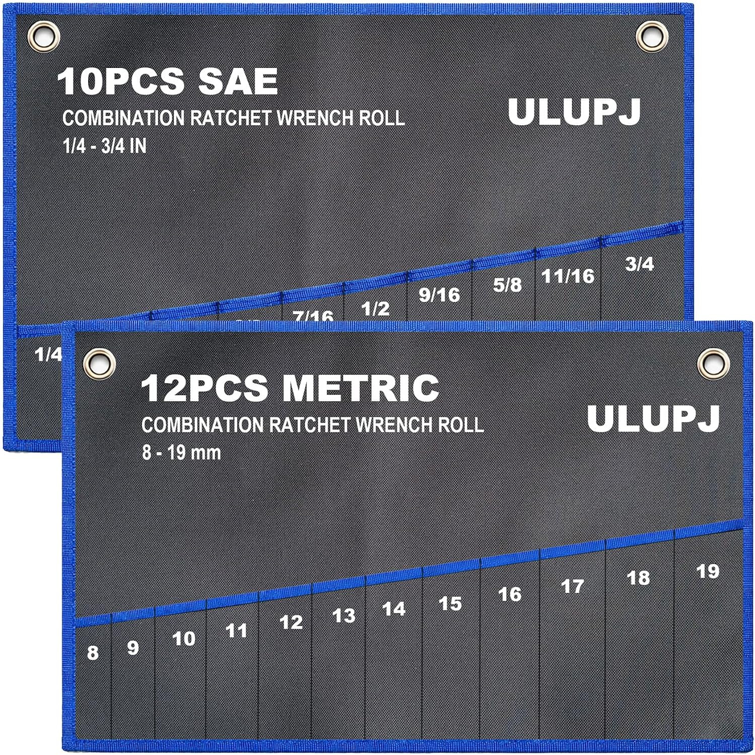2PCS Wrench Roll up Organizer Pouch, Tool Wrap Storage Bag 10 SAE+12 Metric | Ca