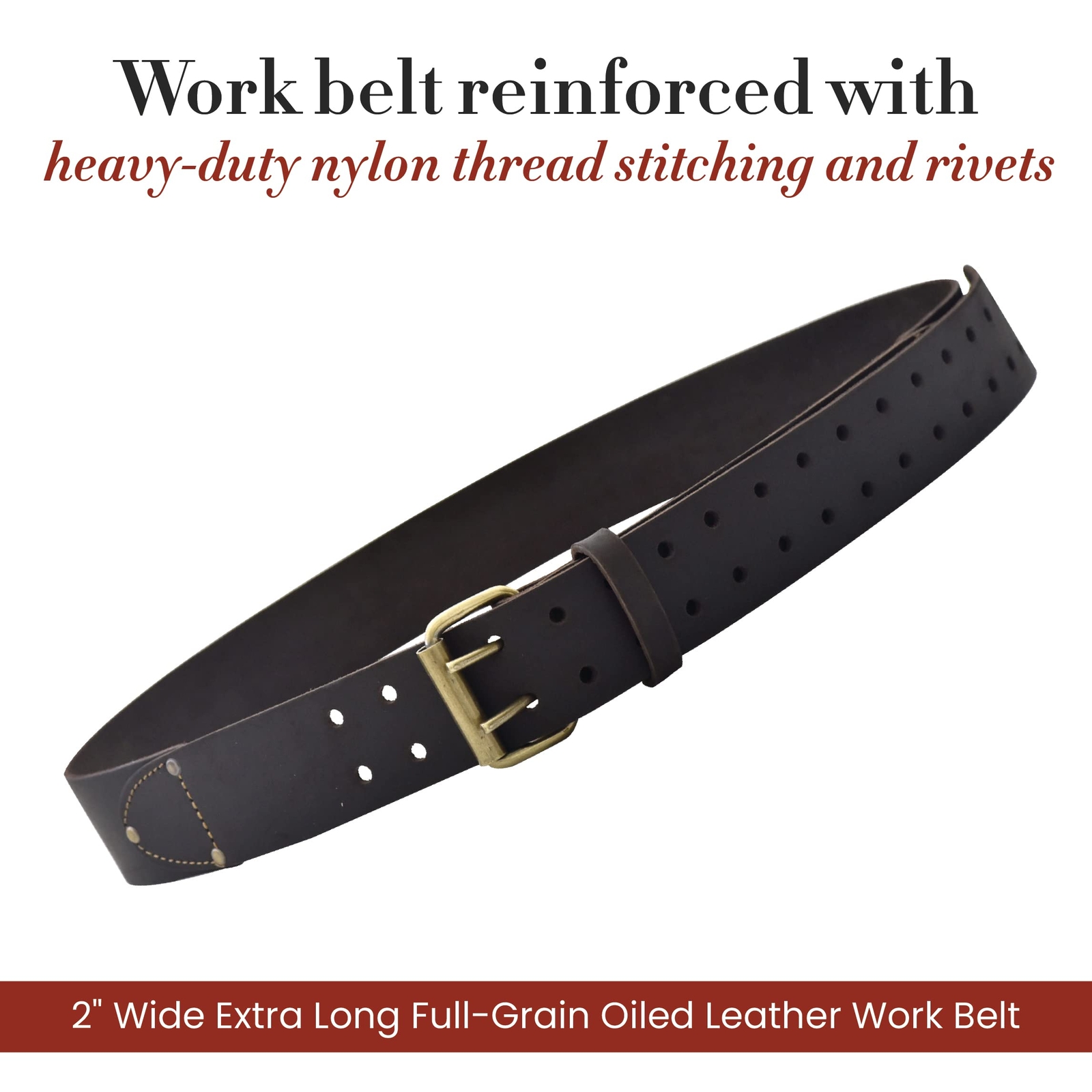 2″ Wide Extra Long Fullgrain Oiled Leather Work Belt Durable And Rugged Belt Dar