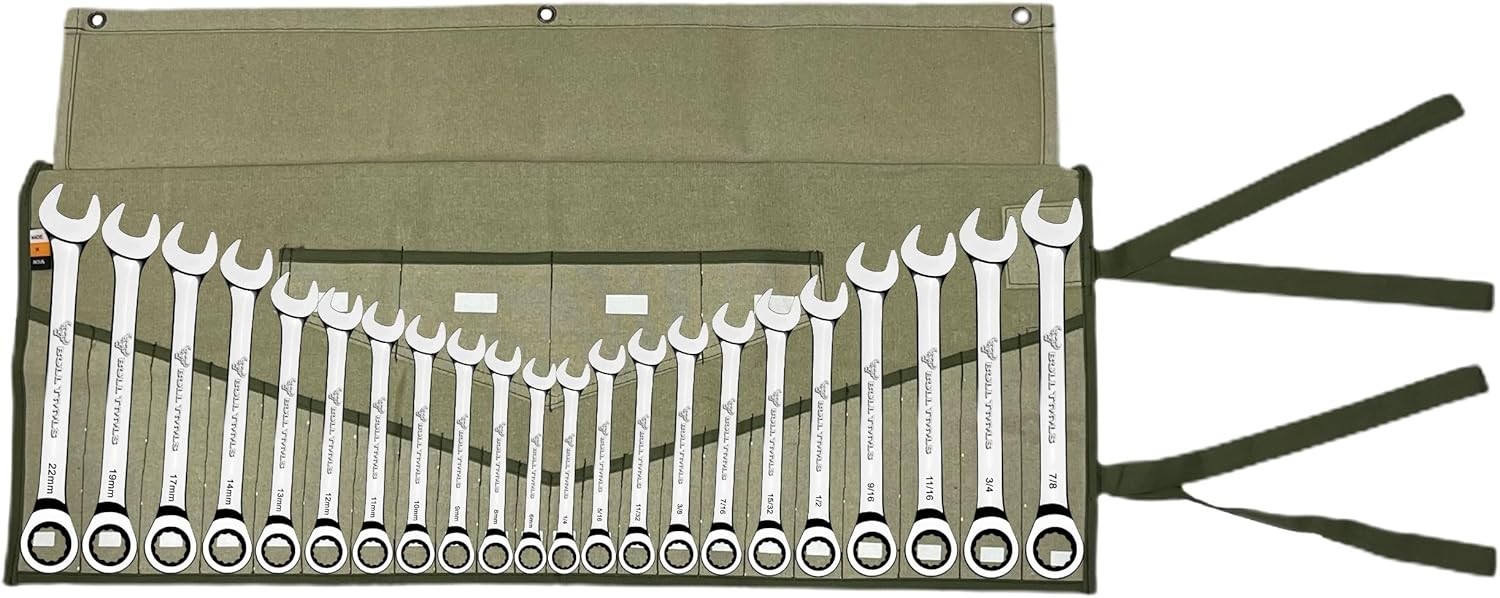 Durable Tool Roll Organizer – 26 Pockets for Wrenches in Sand Washed Olive Drab