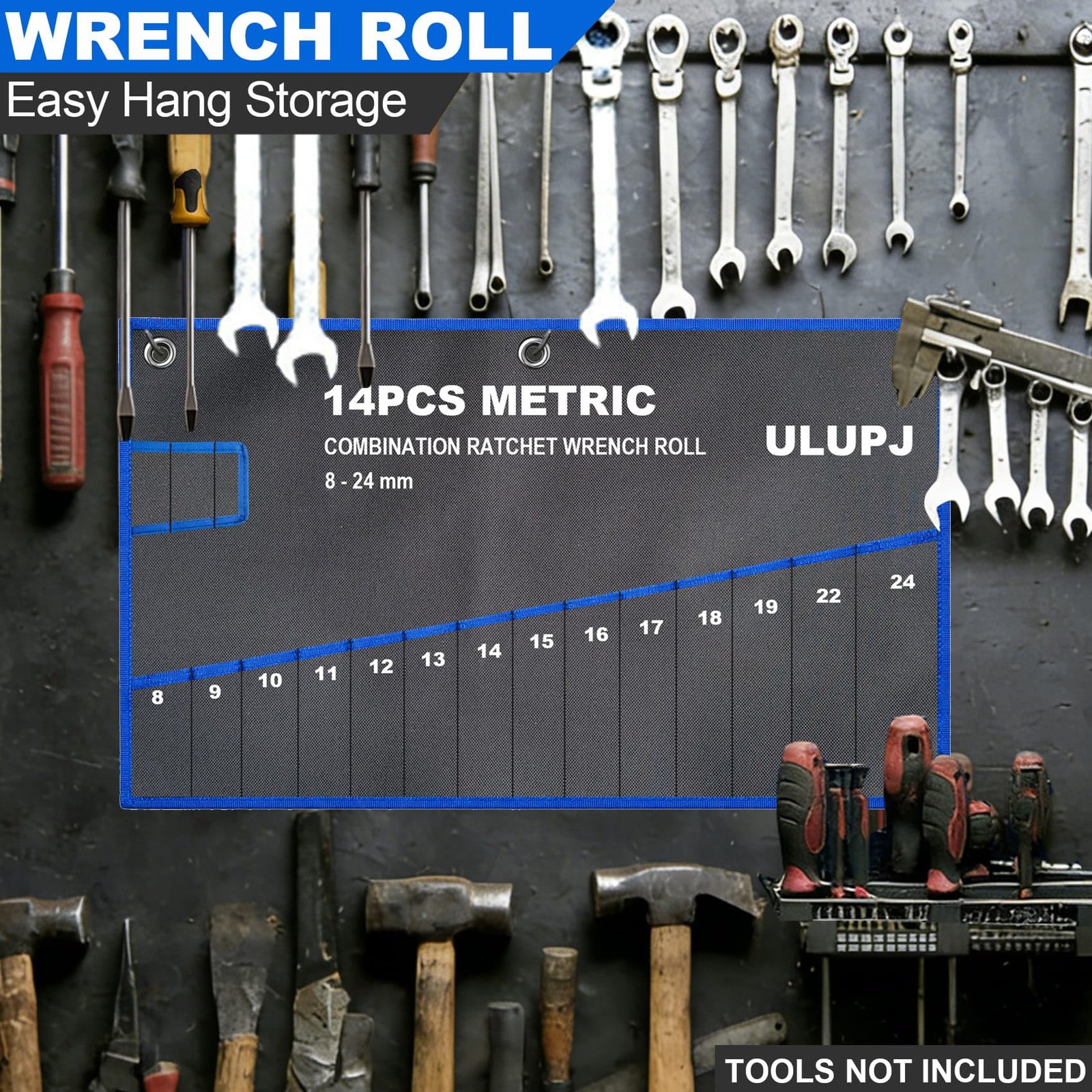 2PCS Wrench Roll, Wrench Roll Up Pouch, Wrench Organizer, HeavyDuty Tool Pouc