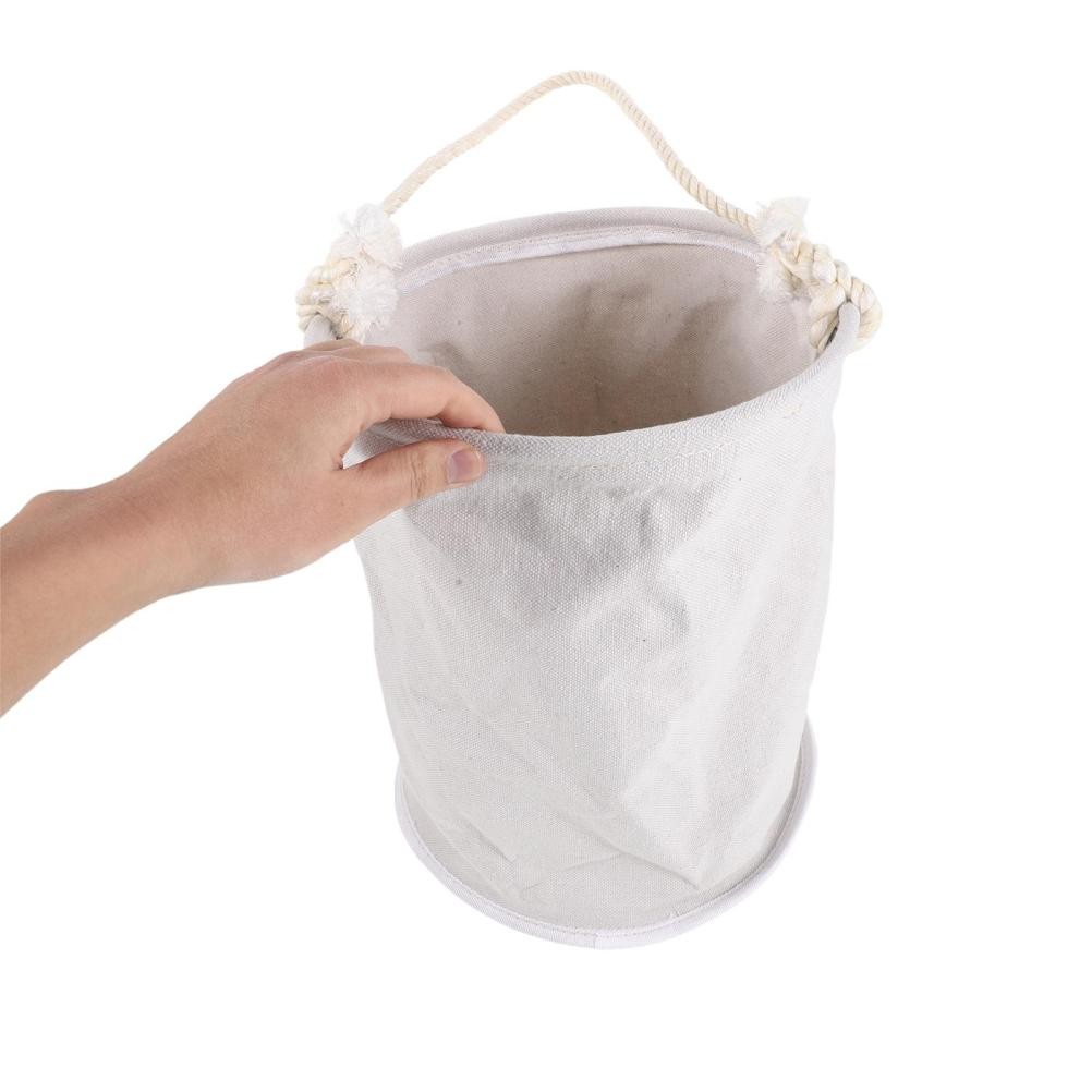 White Canvas Cylinder Tool Bucket Bag Durable Multipurpose Tool Organizer