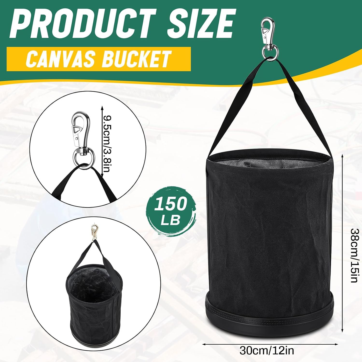 2 Pack Lineman Canvas Bucket Tool Bag, 15″ X 12, Black | Heavy Duty Electrician