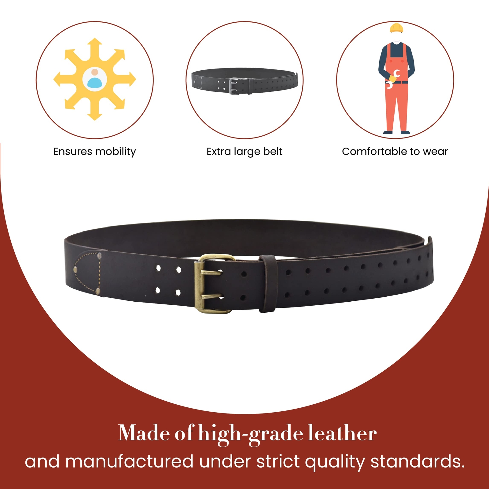 2″ Wide Extra Long Fullgrain Oiled Leather Work Belt Durable And Rugged Belt Dar