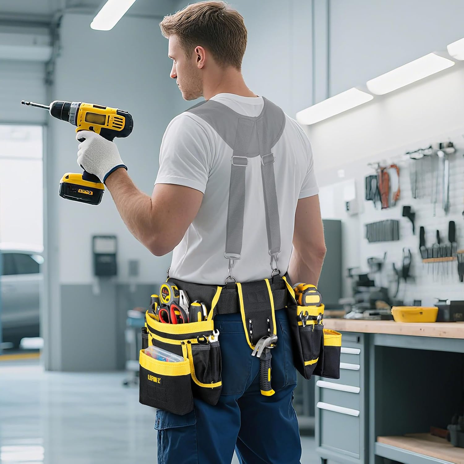 Tool Belt,Magnetic Tool Pouch,27-Pockets Heavy Duty Tool Belts for Men
