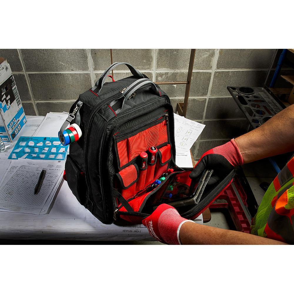 milwaukee packout backpack 15 in. 3-pack zipper tool bags storage nylon red