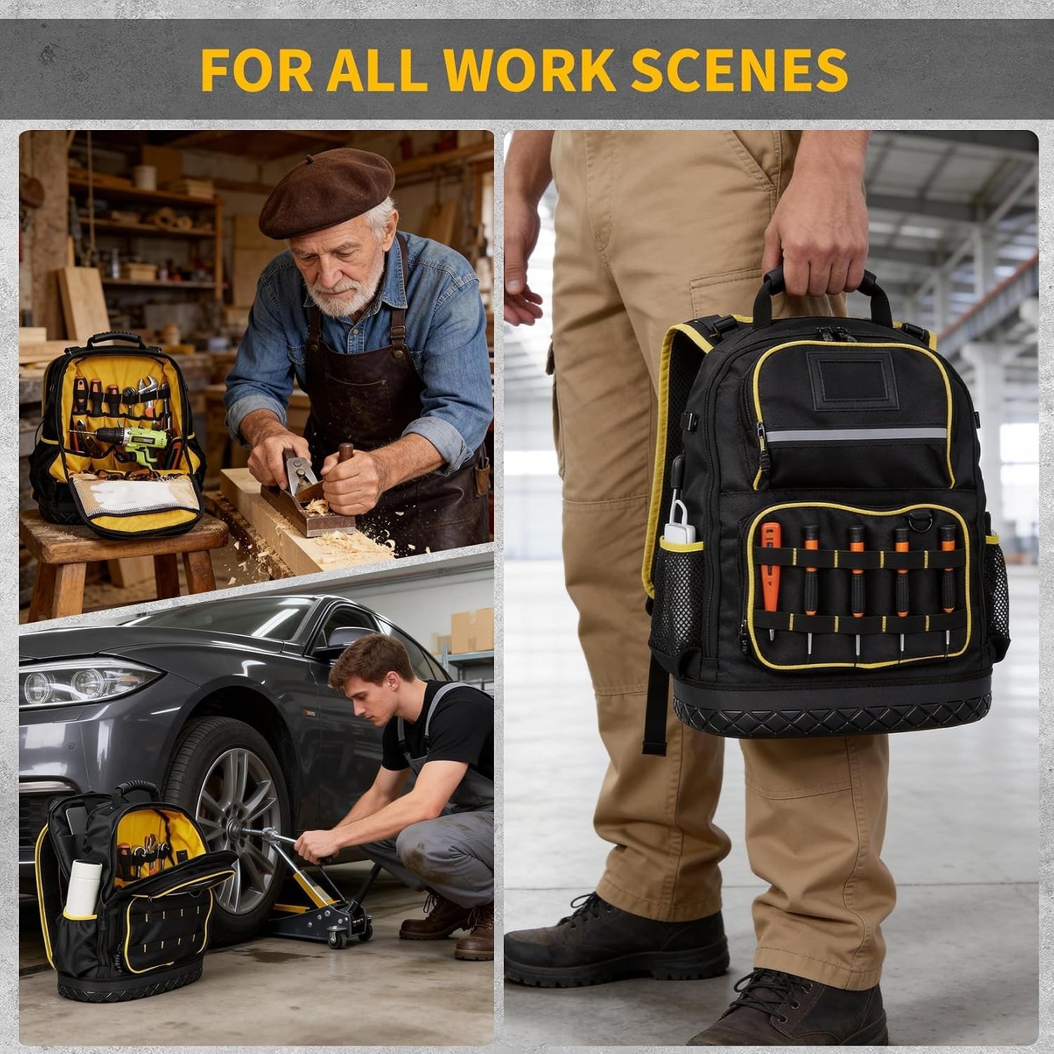 Resistant Tool Backpack 18in Oxford Laptop Sleeve Detachable Pouch Hard Bag