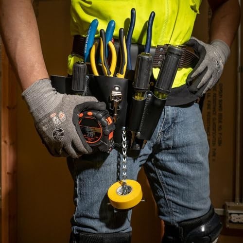 Klein Tools Leather Pocket Tool Pouch with Tunnel Loop Belt Connection Black