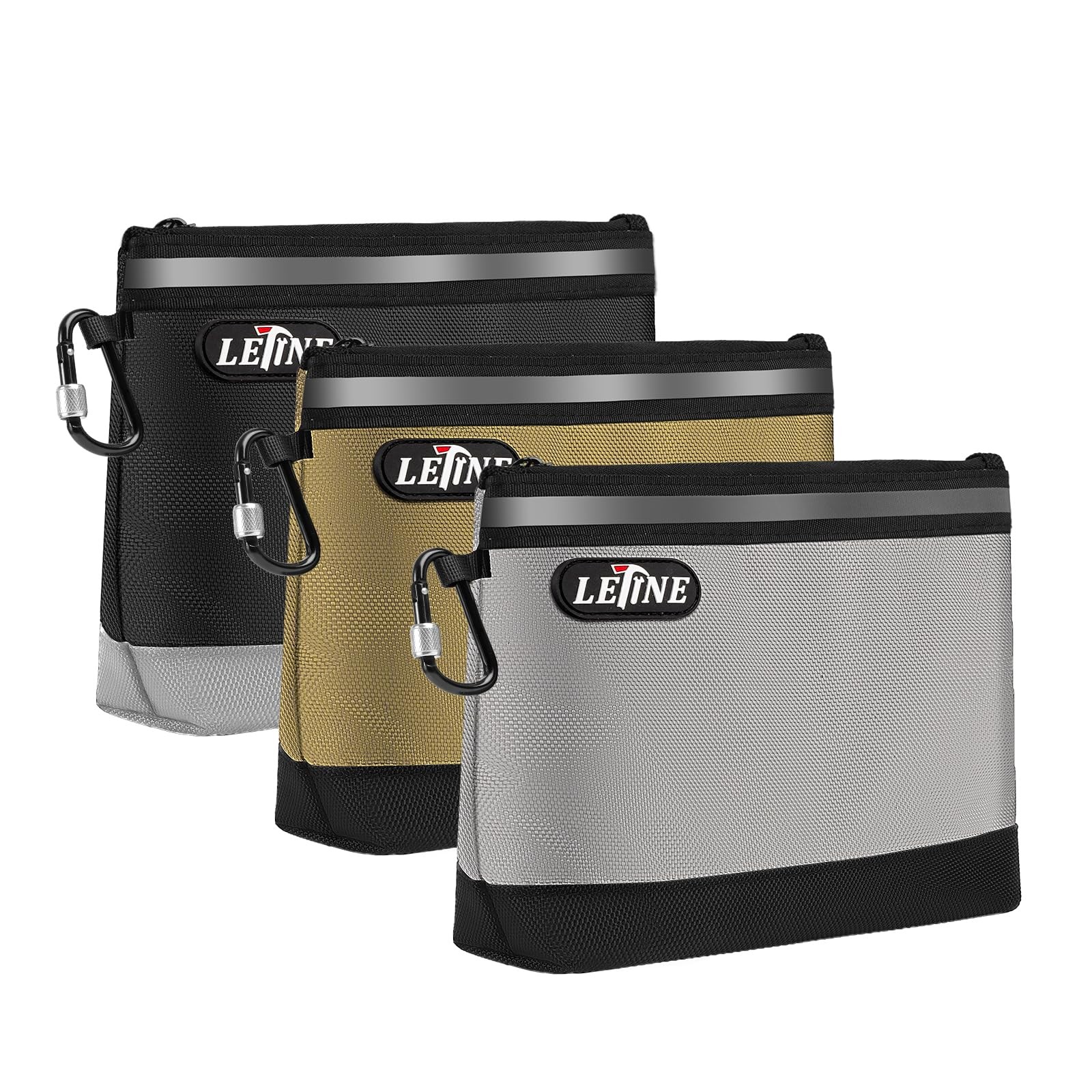 Small Tool Bag Tool Pouches with Carabiners, 1680D Oxford Water Resistant Zip…