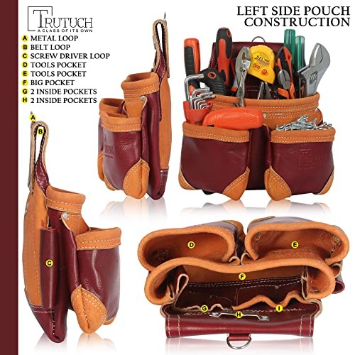 Grain Leather Tool Belt | Tool Rig Set | Tool Pouch | Drywall | Maroon