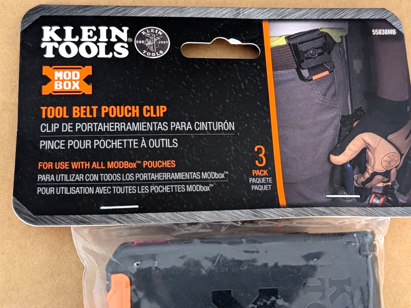 NEW Klein Tools 55838MB MODbox Tool Belt Pouch Clips, 3-Pack- Free Ship